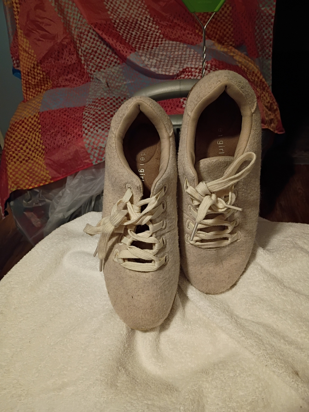 Madden Girl Cream Felt Lace-Up Sneakers